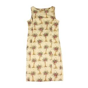 Vintage Tehama Nancy Haley Sz 14 Tropical Old World Monkey Palm Tree Midi Dress